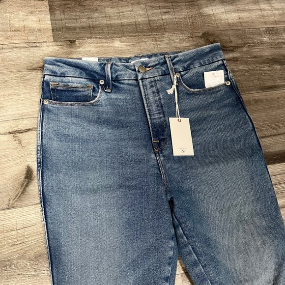 Good American Good Curve High Rise Distressed Skinny Jeans Blue NWT Size 28 - Picture 3 of 9